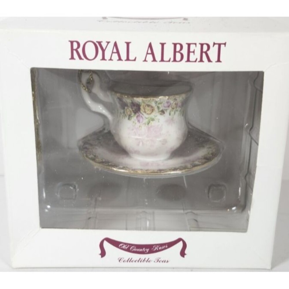 Vintage Royal Albert Old Country Roses Peach Damask Tea Cup/ Saucer Ornament NIB
